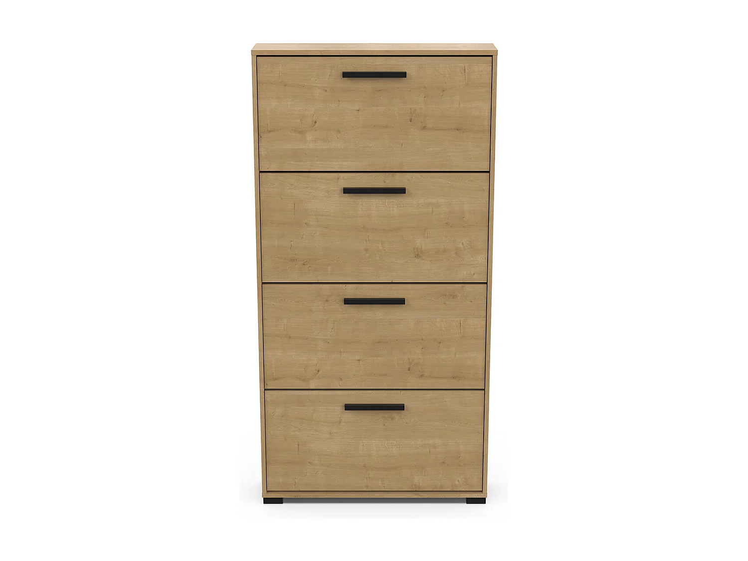 Meuble à chaussures 4 abattants 12 paires couleur chêne - Largeur 80,8 x Profondeur 17,8 x Hauteur 151,7 cm