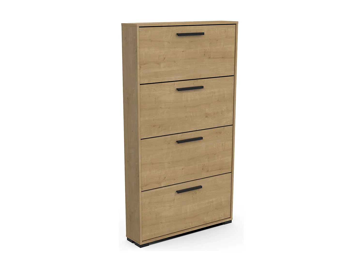 Meuble à chaussures 4 abattants 12 paires couleur chêne - Largeur 80,8 x Profondeur 17,8 x Hauteur 151,7 cm