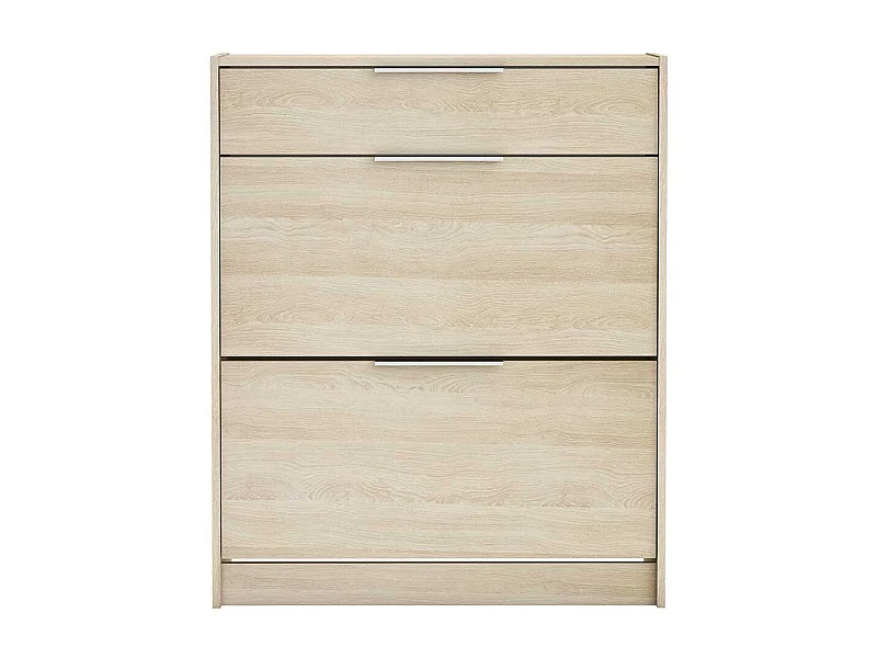 Commode meuble à chaussures 2 abattants 24 paires couleur chêne - Largeur 82,6 x Profondeur 29,4 x Hauteur 100,6 cm