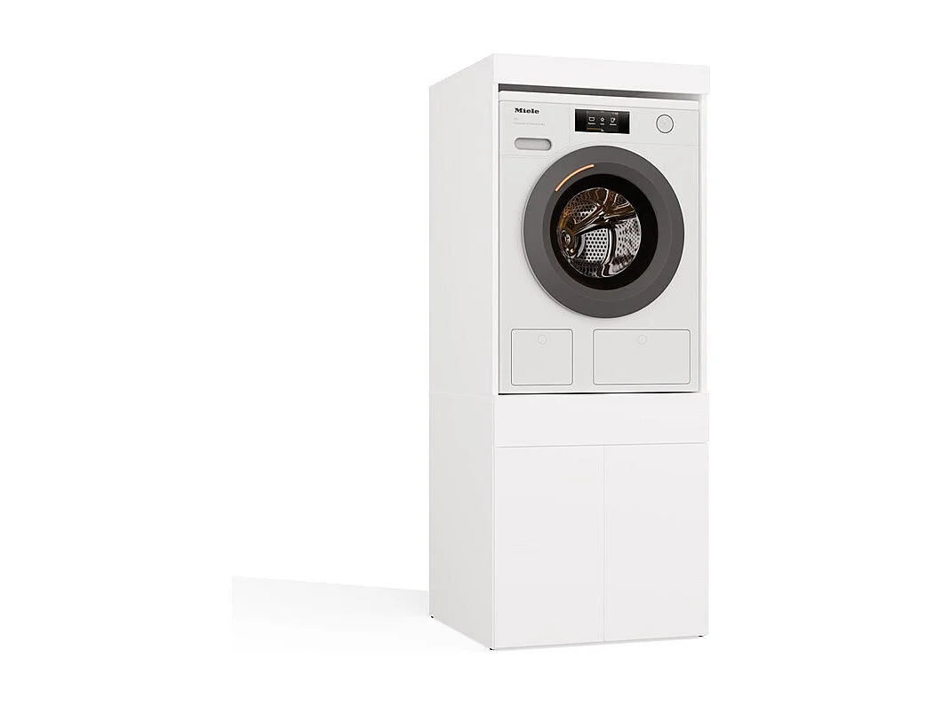 POLA NP 1D - Mobile da bagno per lavatrice con cassetto e mobiletto - 64x64x162 cm - Bianco