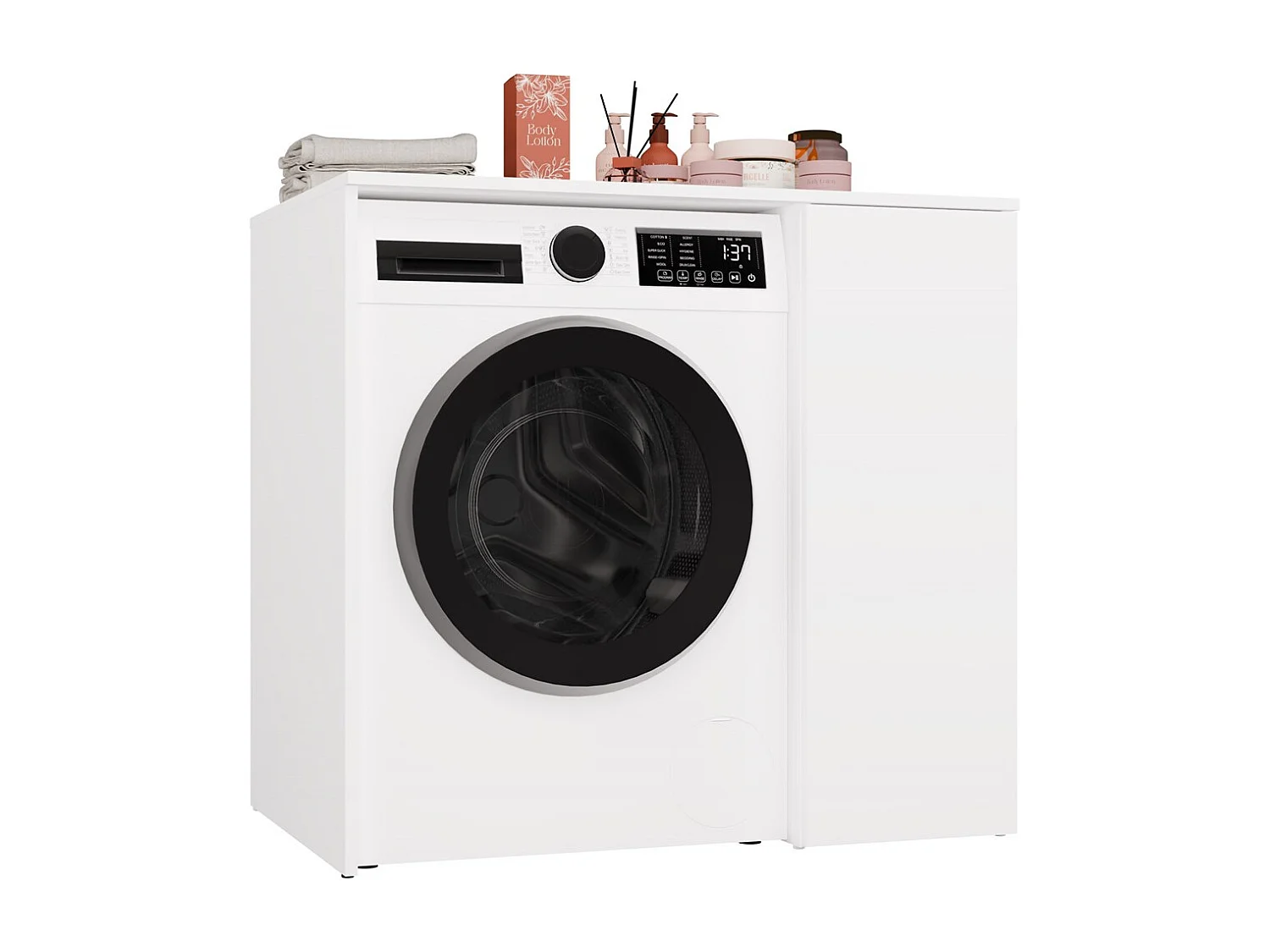 POLA NP 1D - Mobile bagno per lavatrice con mobile e 2 ripiani - 95x88,5x64 cm - BIANCO