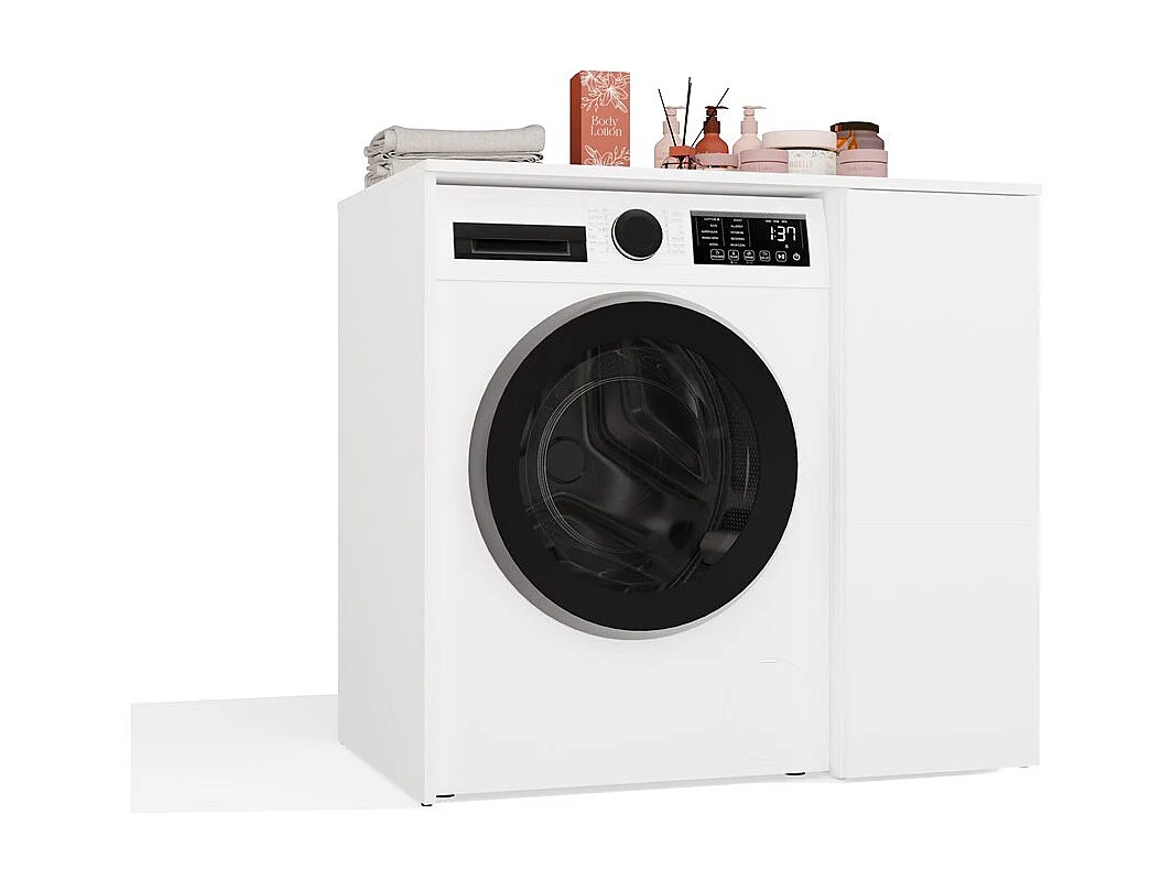 POLA NP 1D - Mobile bagno per lavatrice con mobile e 2 ripiani - 95x88,5x64 cm - BIANCO