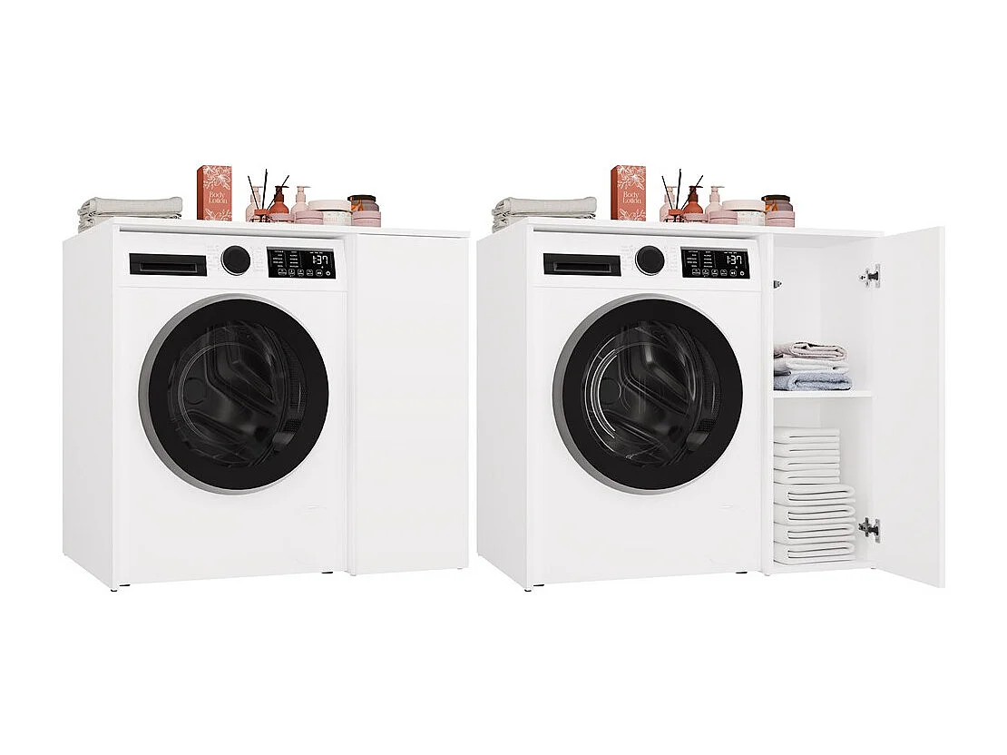POLA NP 1D - Mobile bagno per lavatrice con mobile e 2 ripiani - 95x88,5x64 cm - BIANCO