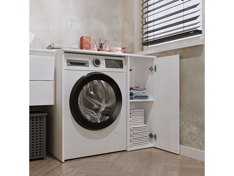 POLA NP 1D - Mobile bagno per lavatrice con mobile e 2 ripiani - 95x88,5x64 cm - BIANCO