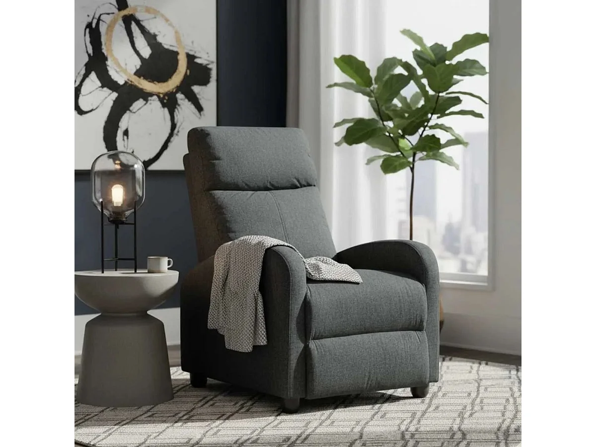 Fauteuil Relax Pushback Tissu Gris Foncé - CAMBERRA