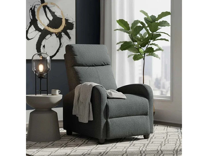 Fauteuil Relax Pushback Tissu Gris Foncé - CAMBERRA