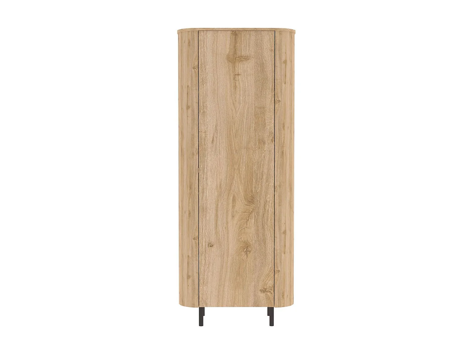 Meuble de rangement haut 1 porte aspect bois finition Cadiz design coins arrondis pieds métal noir - VIVARINI