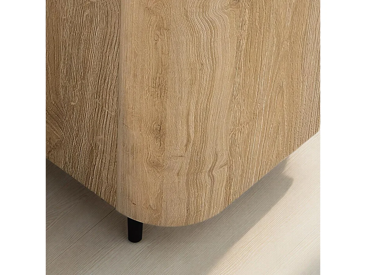 Meuble de rangement 2 portes aspect bois finition Cadiz design coins arrondis pieds métal noir - VIVARINI