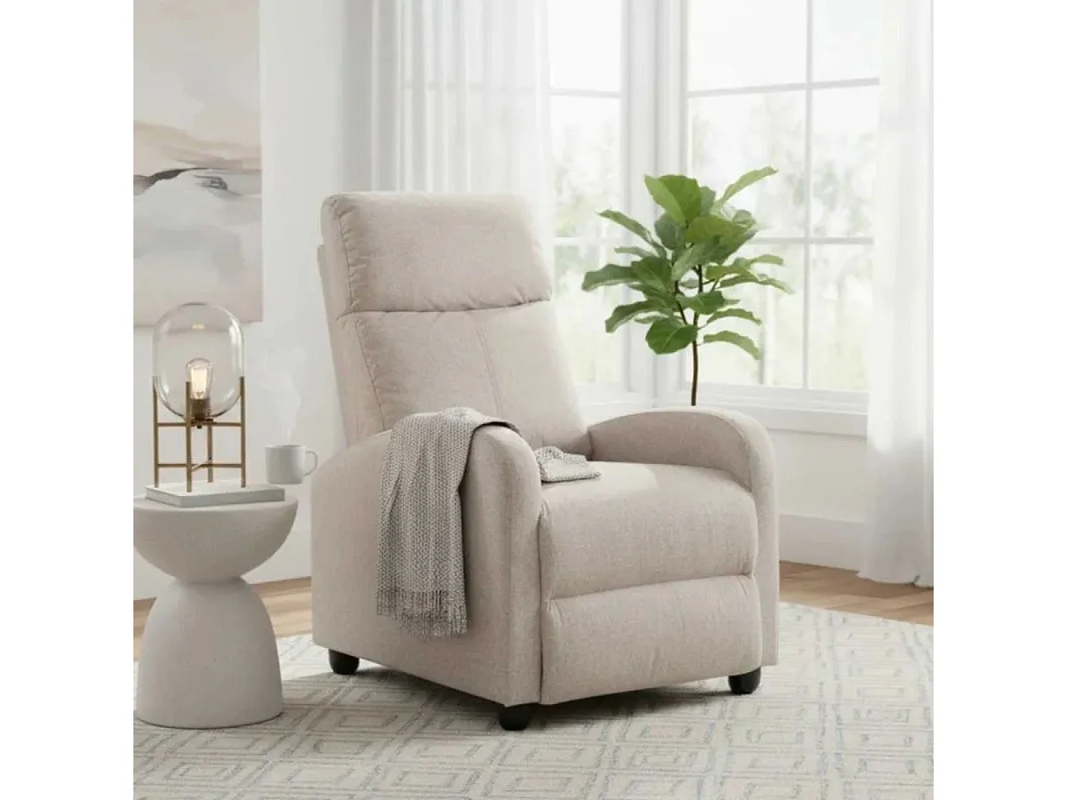 Fauteuil Relax Pushback Tissu Gris Taupe - CAMBERRA