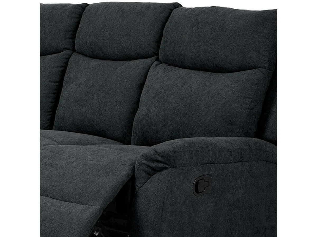 Canapé relax manuel 3 places tissu polyester microfibre gris foncé - ESKIL