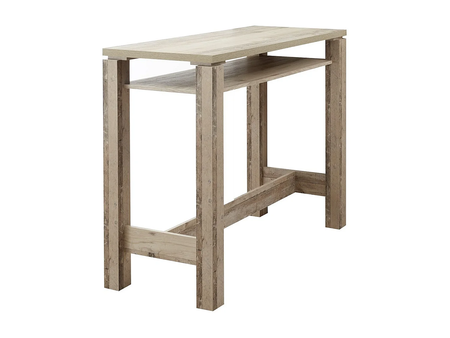 Table-bar 120cm avec étagère aspect bois vieilli - KOLYA