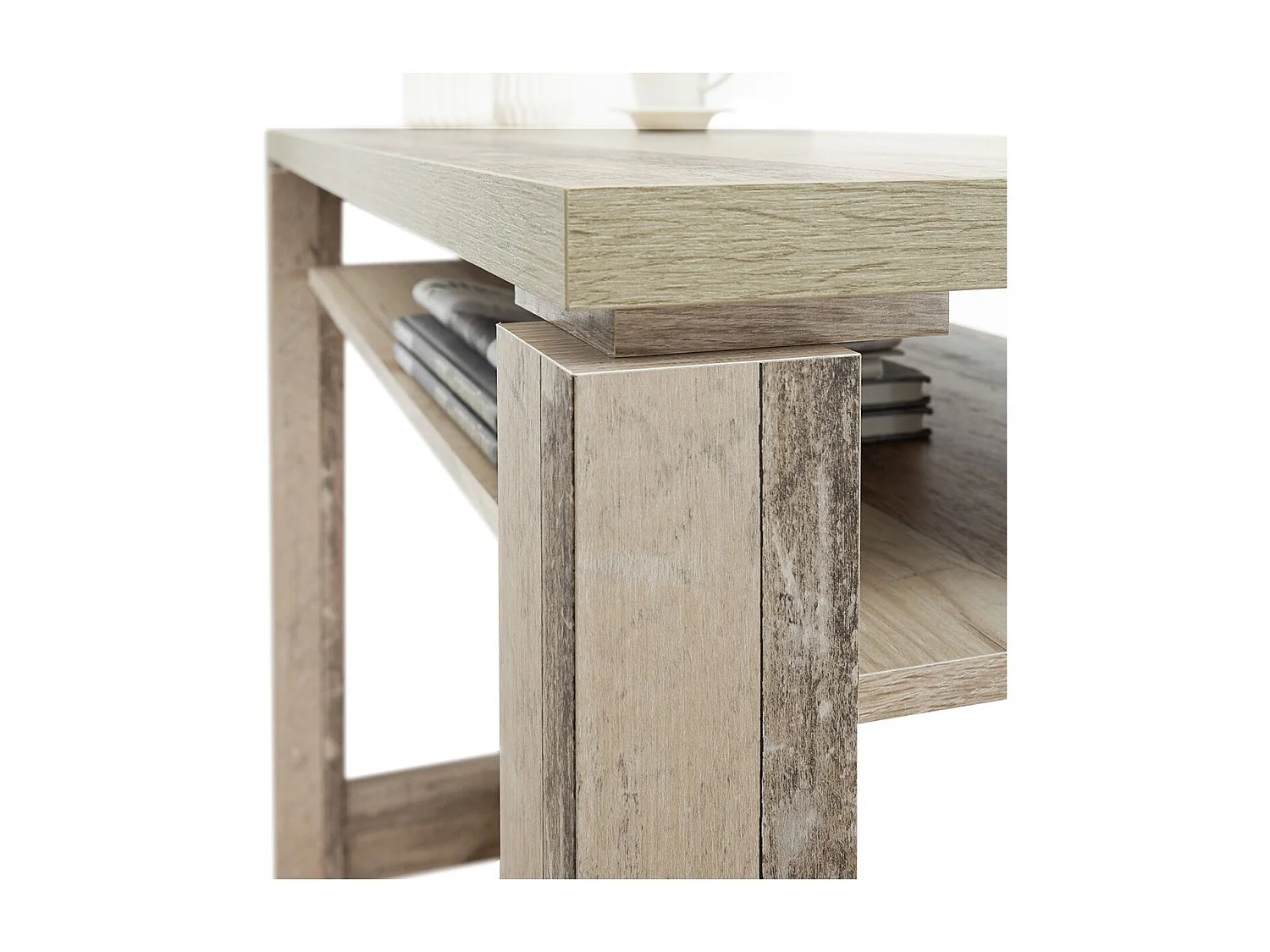 Table-bar 120cm avec étagère aspect bois vieilli - KOLYA