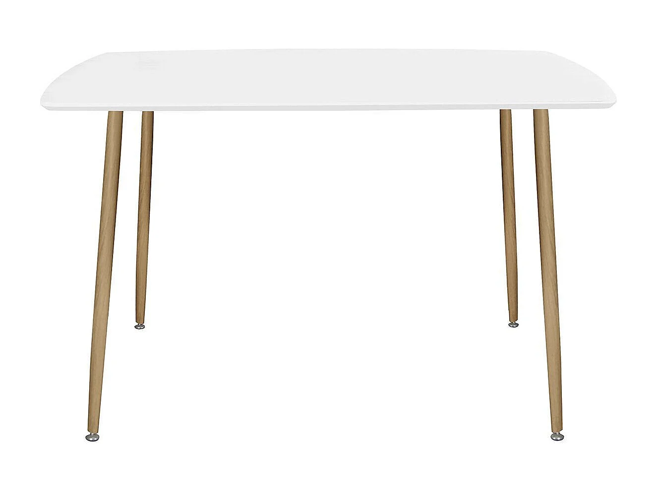 Ensemble repas table blanche + 4 chaises assises gris clair - LEONID