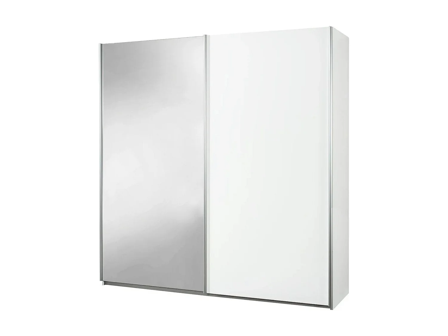 Armoire 2 portes coulissantes blanc laqué avec 1 porte miroir - MARIANE
