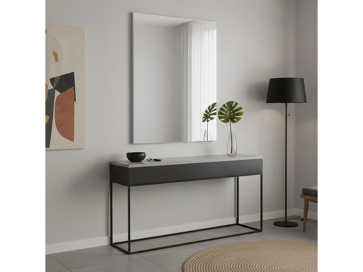 Miroir rectangulaire 100x70cm bords blanc laqué - NARCISSE