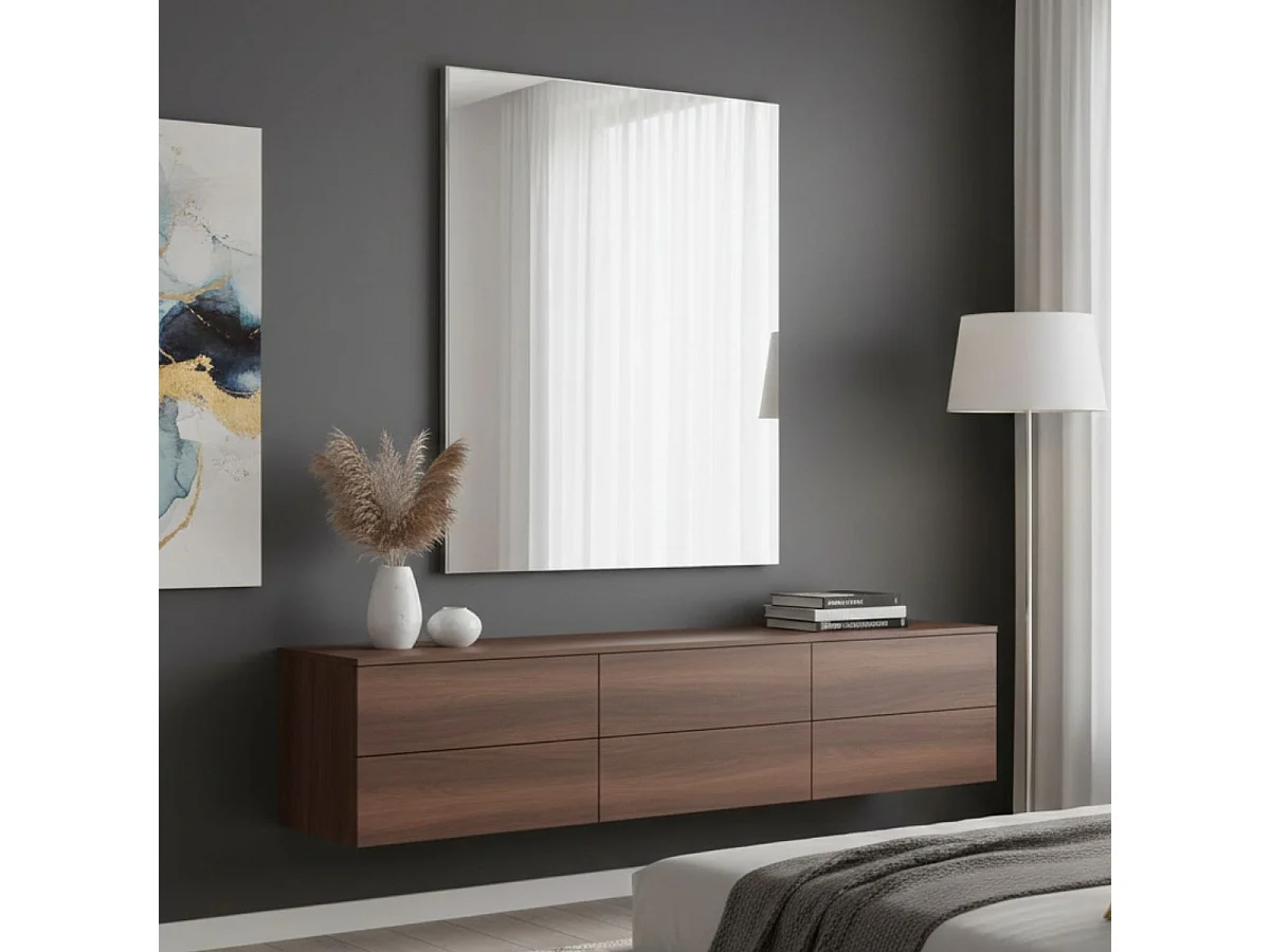 Miroir rectangulaire 100x70cm bords blanc laqué - NARCISSE