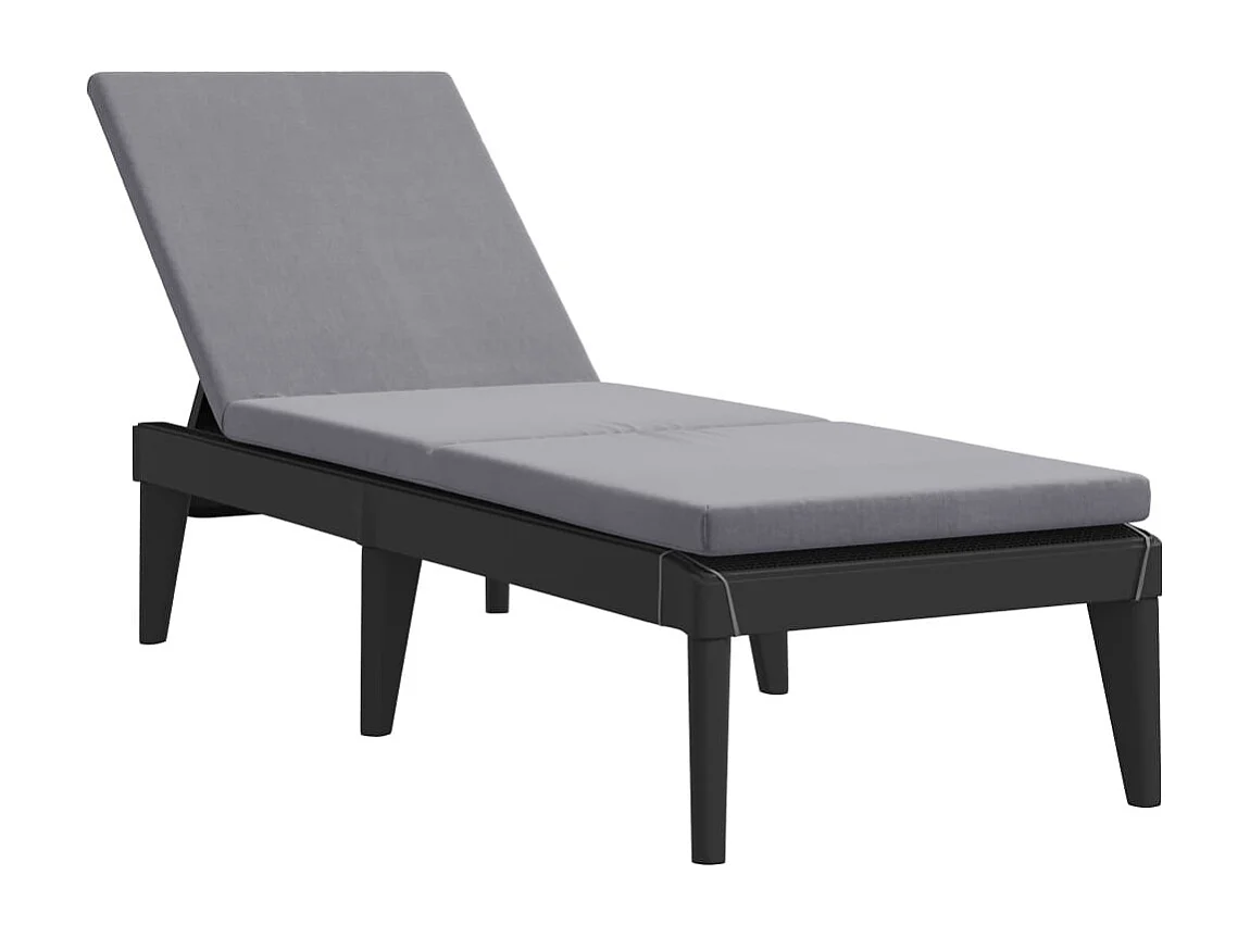 Chaise longue avec coussin anthracite 186x60x29 PP