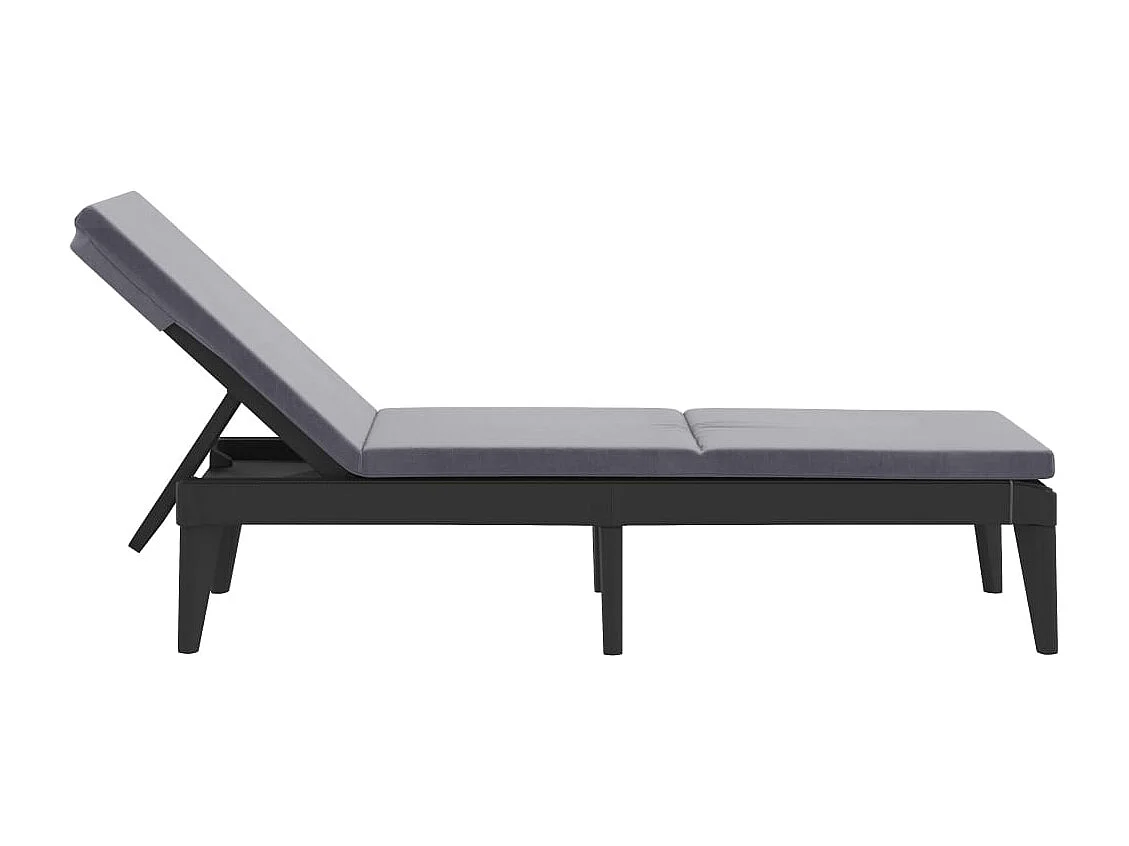 Chaise longue avec coussin anthracite 186x60x29 PP
