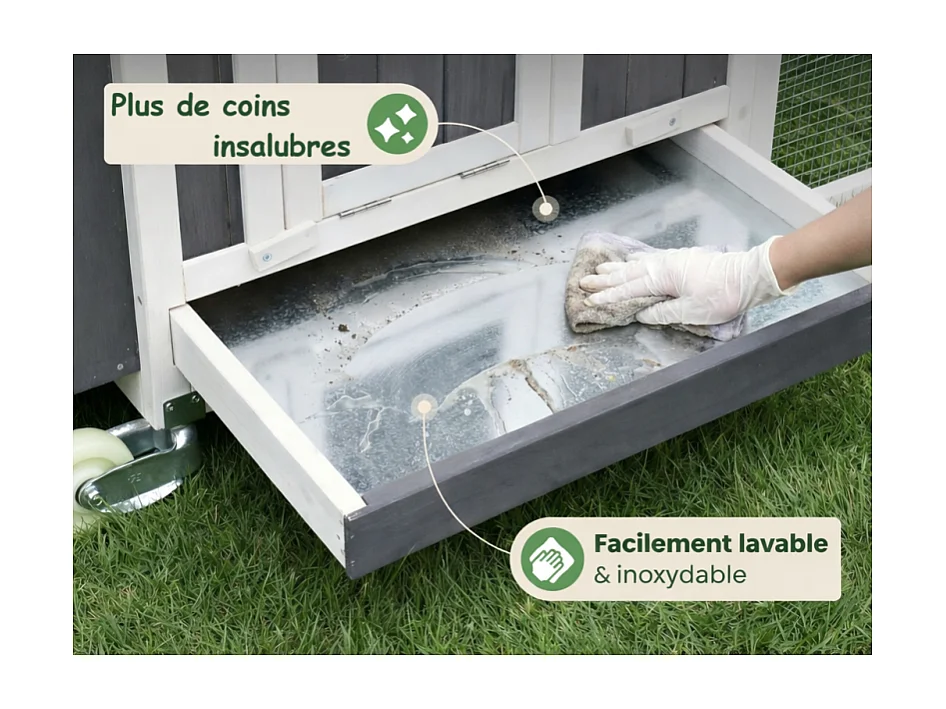 Poulailler en bois pour jardin extérieure 207x100x88cm Cage Canard avec Nichoirs Modèle Franzi