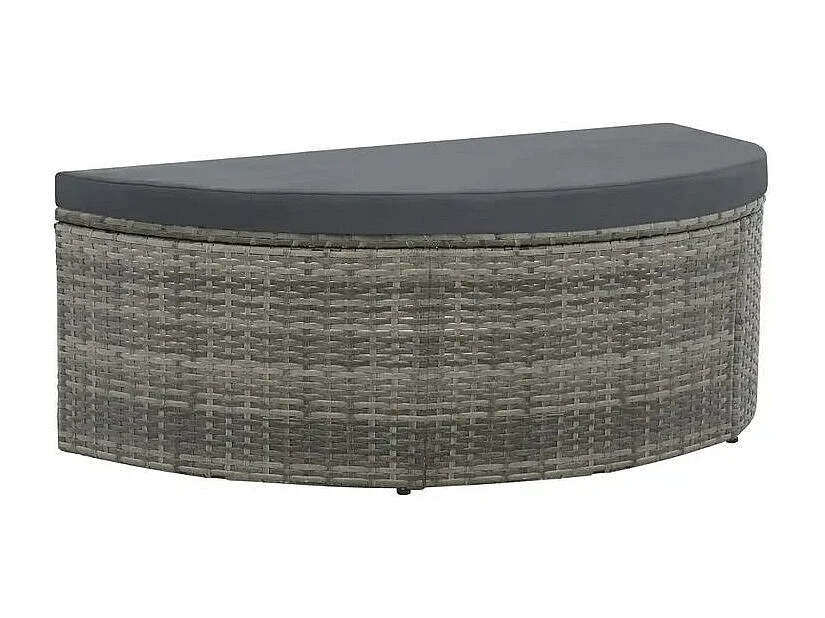 Salon de jardin avec parasol résine tressée et tissu gris Uvo