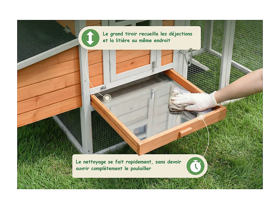 Poulailler en bois pour jardin extérieure 183x103x75cm Cage Canard avec Nichoirs Modèle Ida