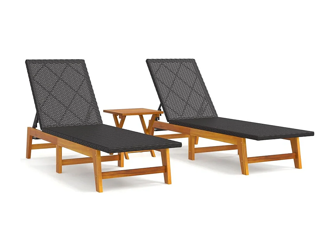 Salon de jardin 3 pc résine tressée et bois massif d'acacia