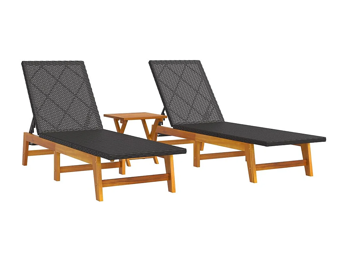 Salon de jardin 3 pc résine tressée et bois massif d'acacia