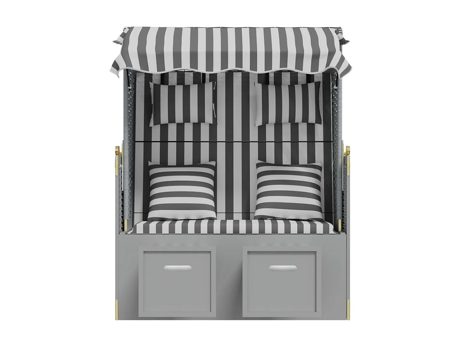 Strandkorb avec coussin Résine tressée bois solide Gris blanc