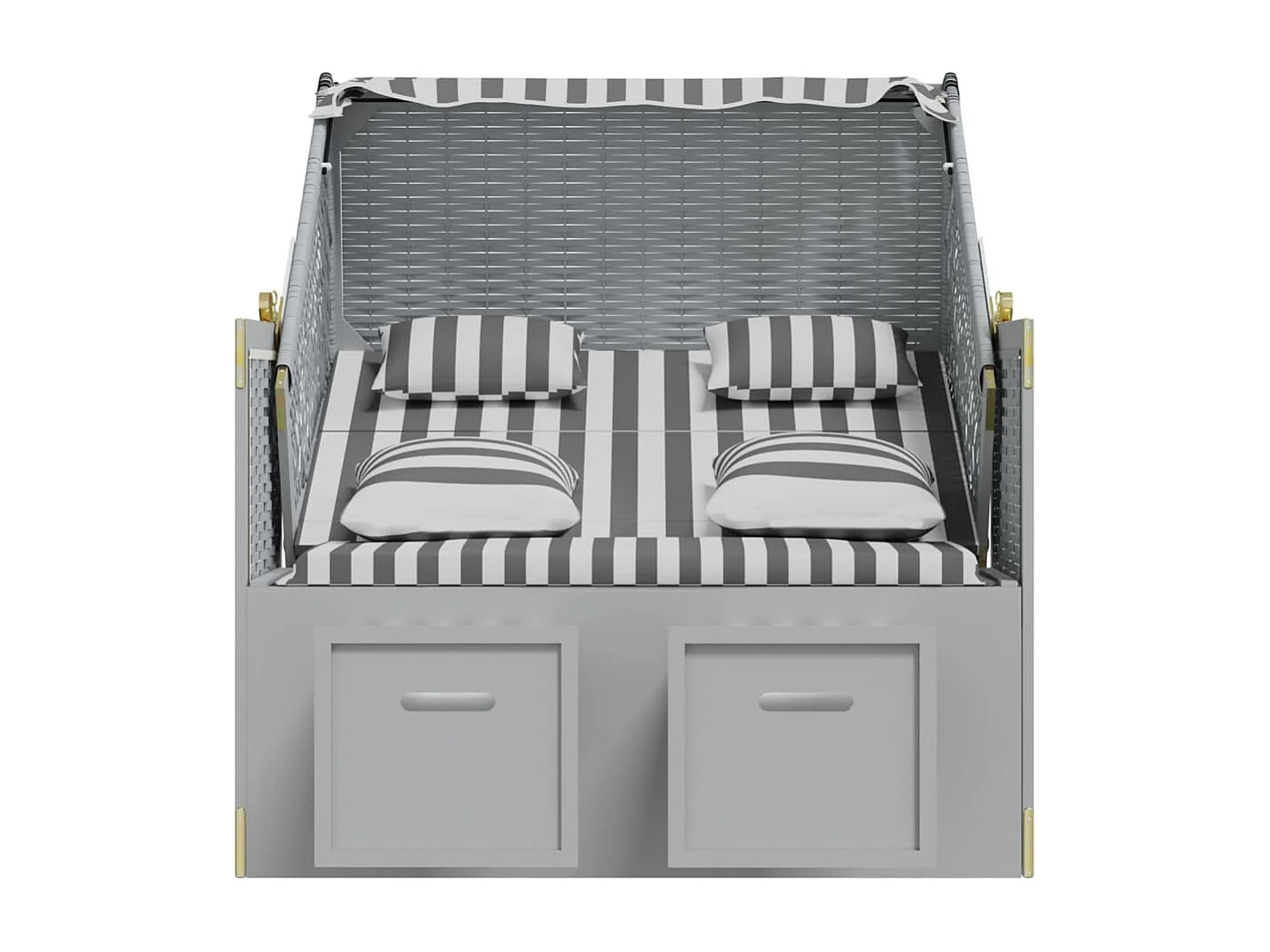 Strandkorb avec coussin Résine tressée bois solide Gris blanc