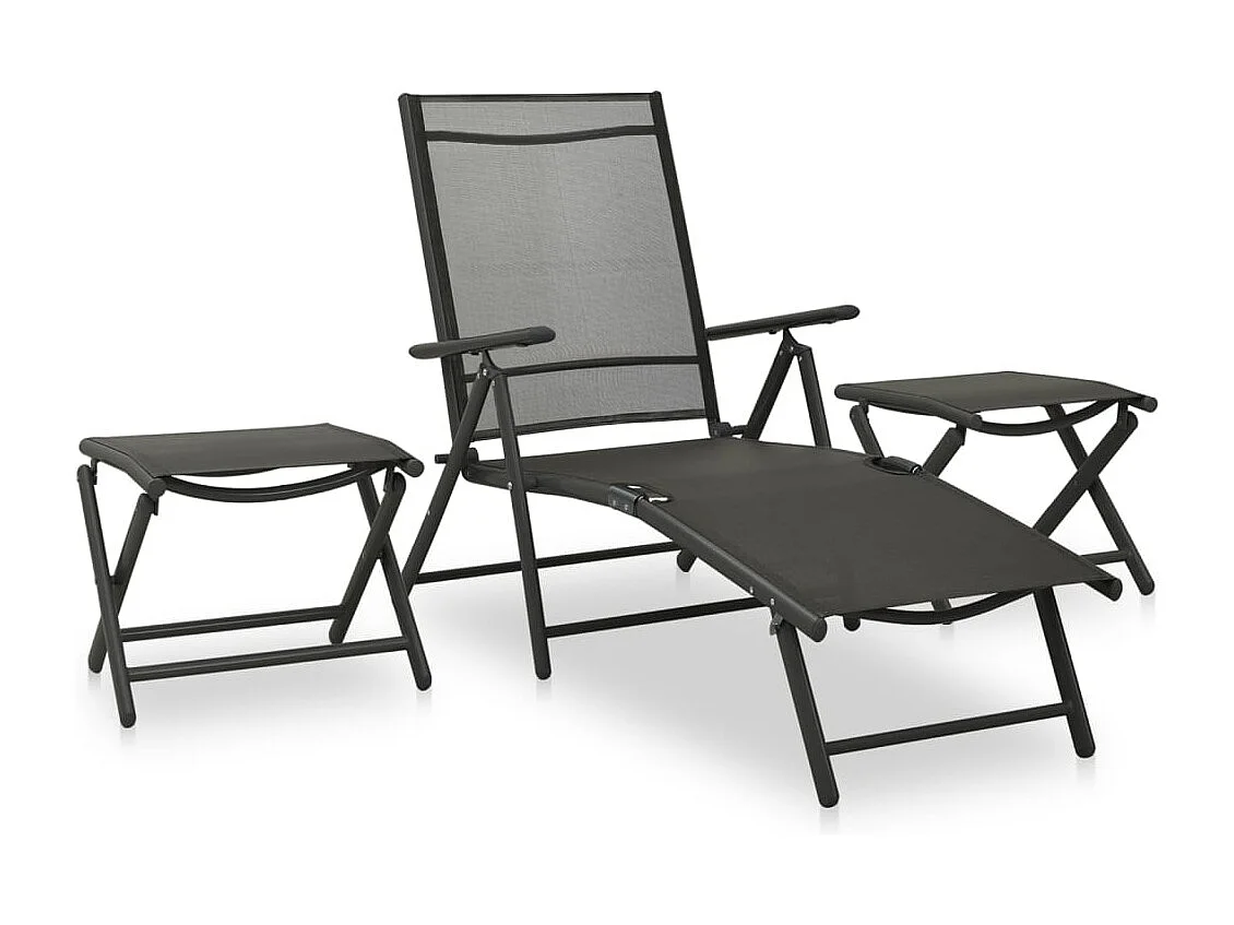 Salon de jardin 9 pc Noir et anthracite
