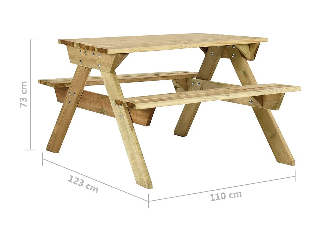 Table de pique-nique et banc 110x123x73 Bois de pin imprégné