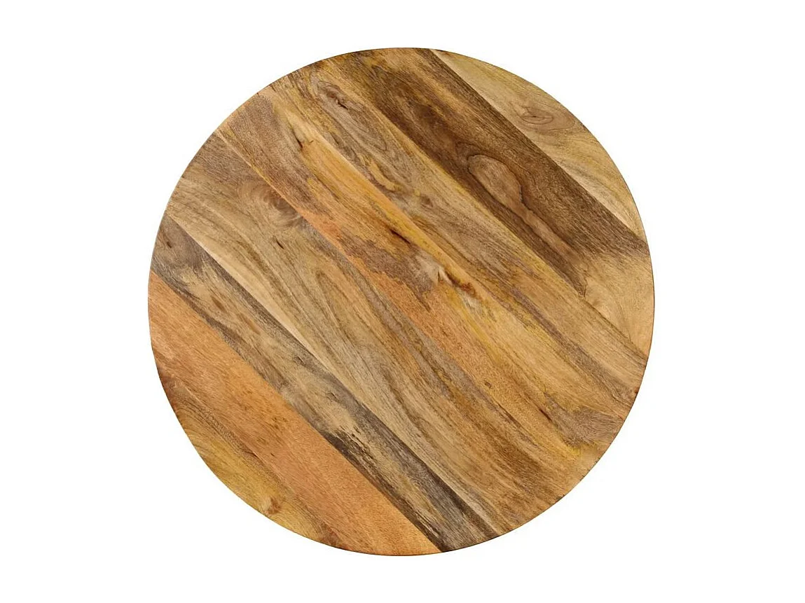 Table de bar réglable manguier massif clair et pied métal noir Toven D 75cm