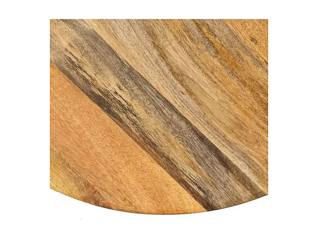 Table de bar réglable manguier massif clair et pied métal noir Toven D 75cm