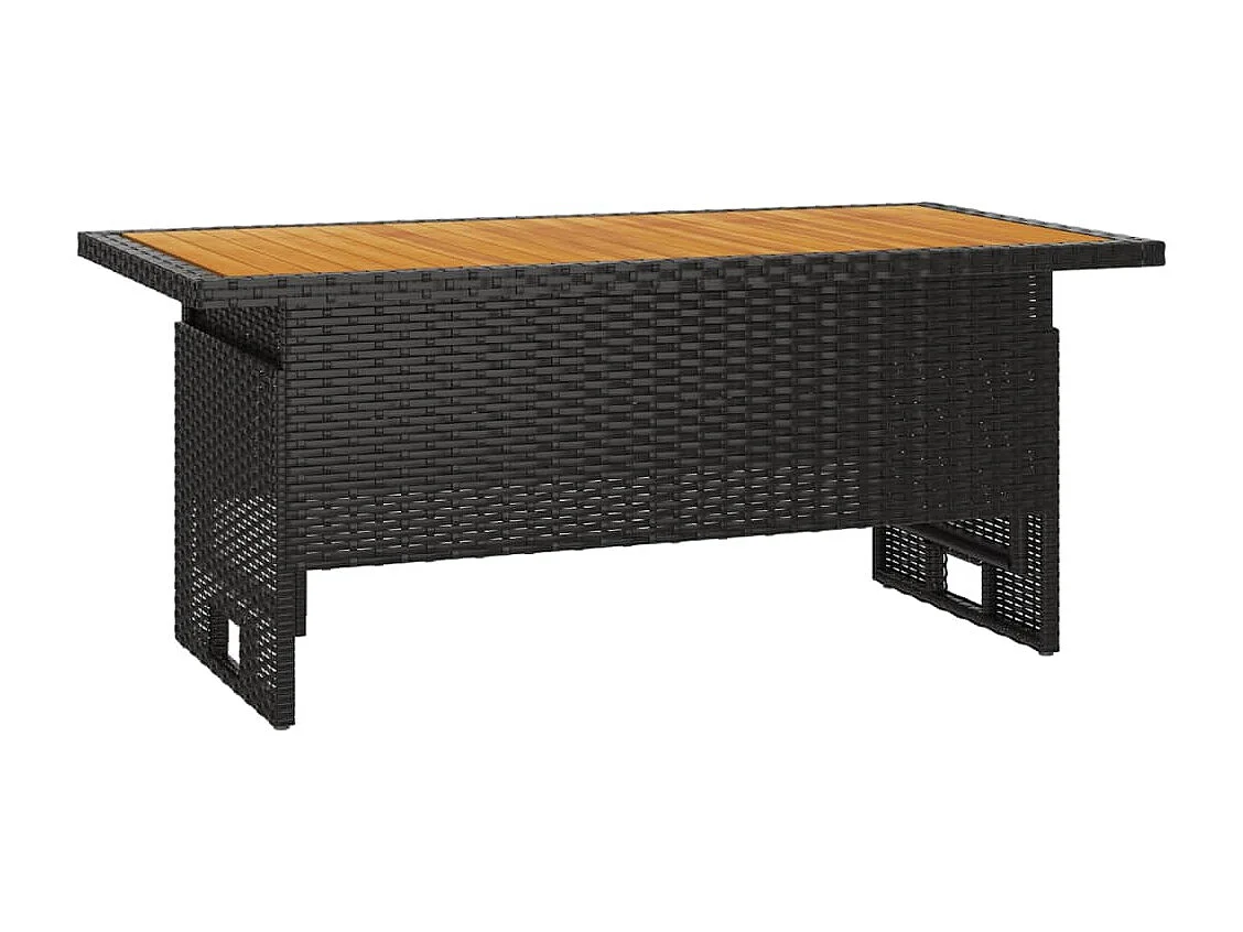 Table de jardin noir 100x50x43-63 acacia et résine tressée