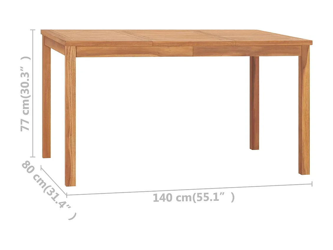 Table à dîner de jardin 140x80x77 Bois de teck solide