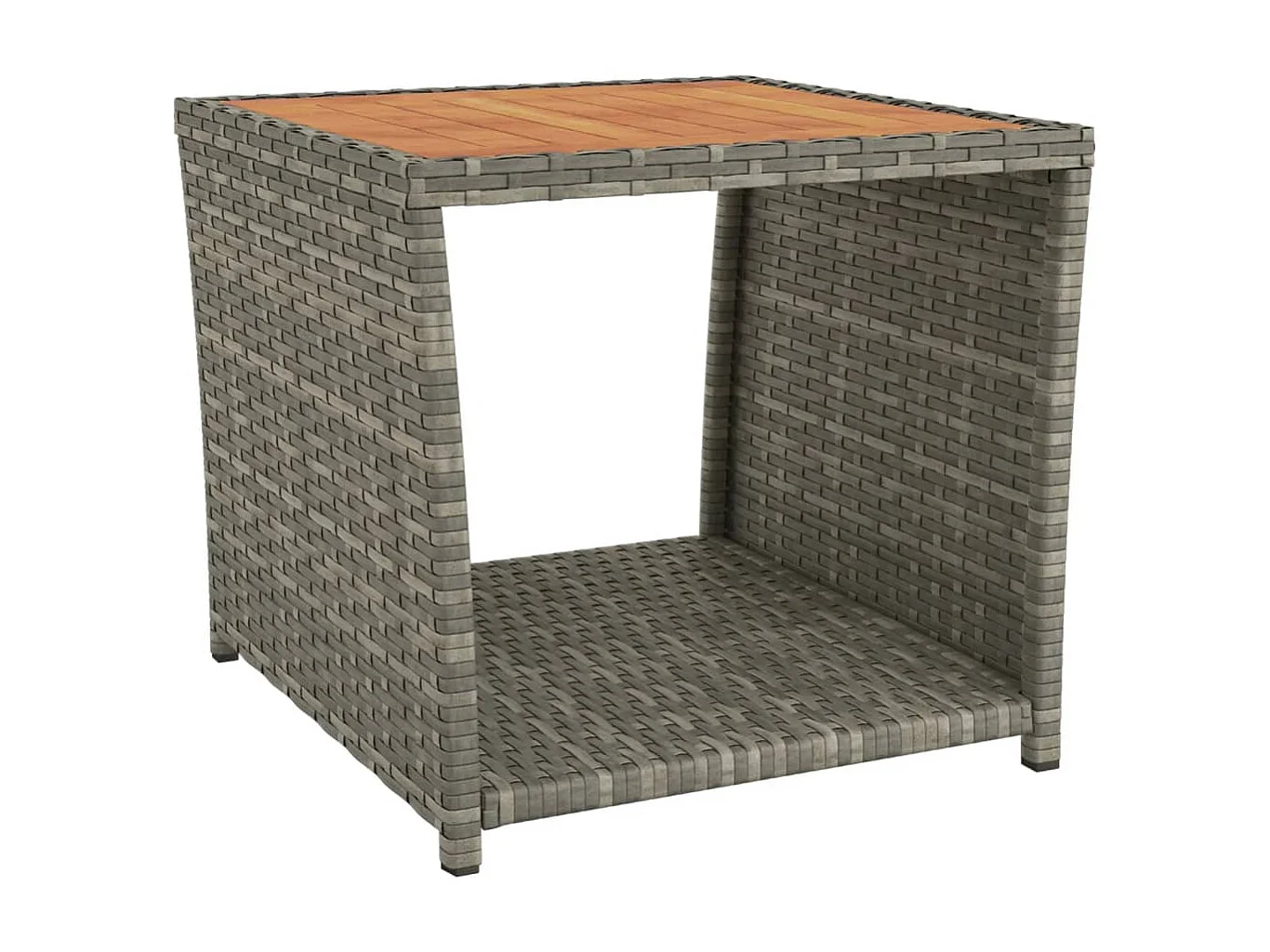 Table à thé et dessus en bois Gris Résine tressée Acacia massif