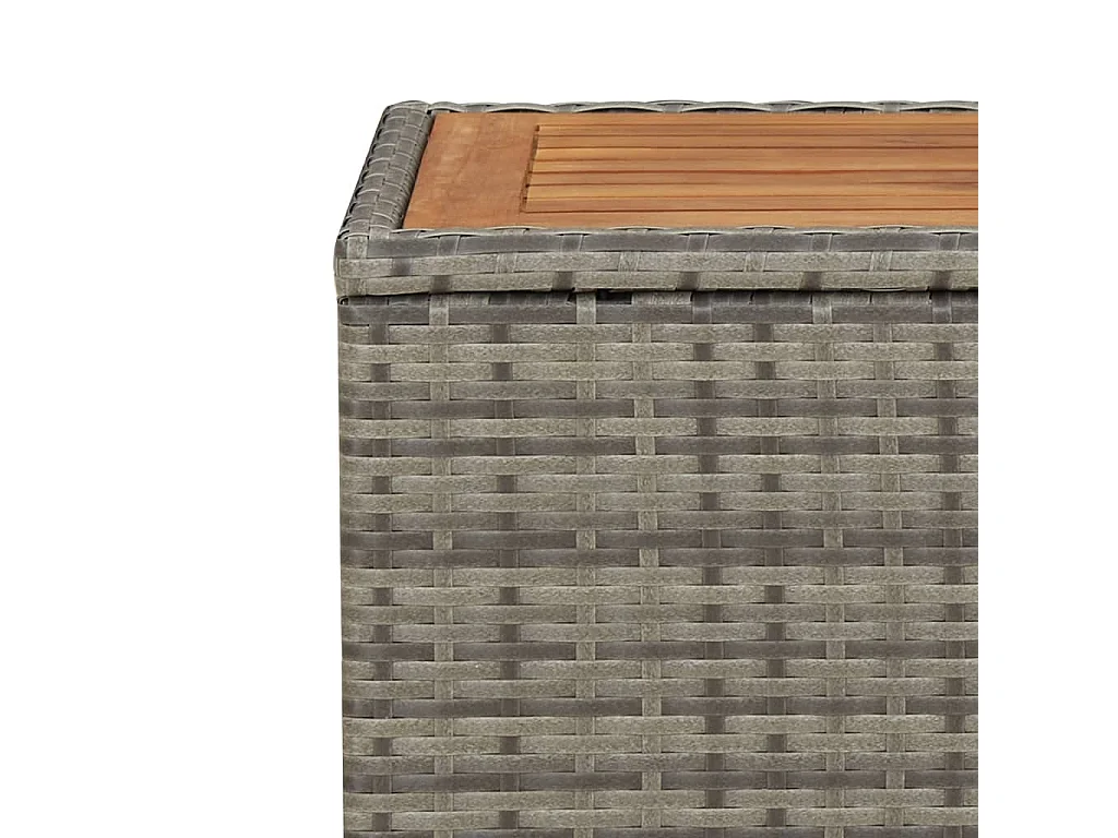 Table à thé et dessus en bois Gris Résine tressée Acacia massif