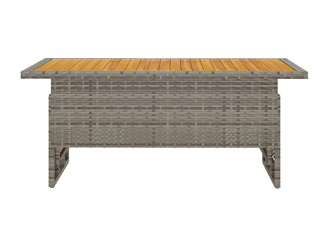Table de jardin gris 100x50x43-63 acacia et résine tressée