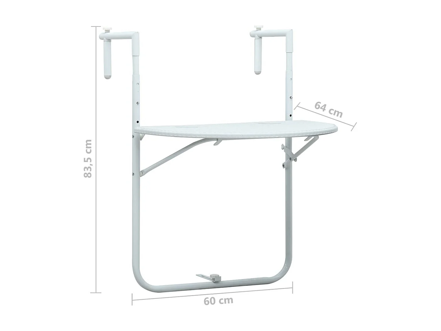 Table de balcon Blanc 60x64x83,5 Plastique Aspect de rotin