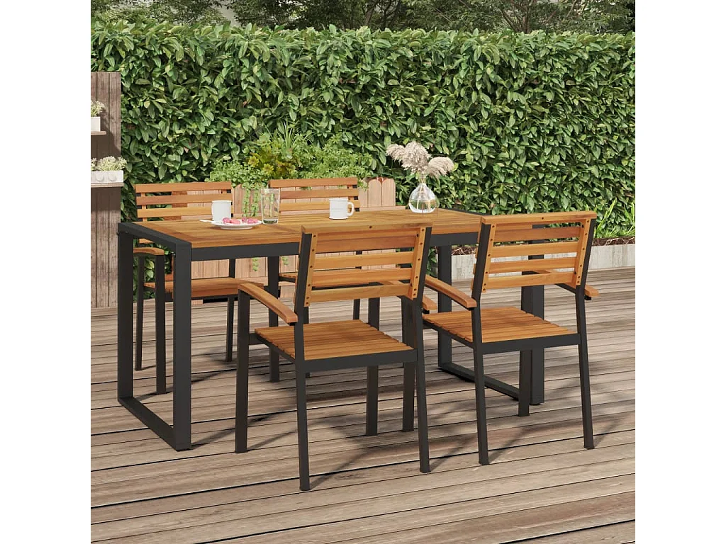 Table de jardin et pied en forme de U 160x80x75 bois acacia