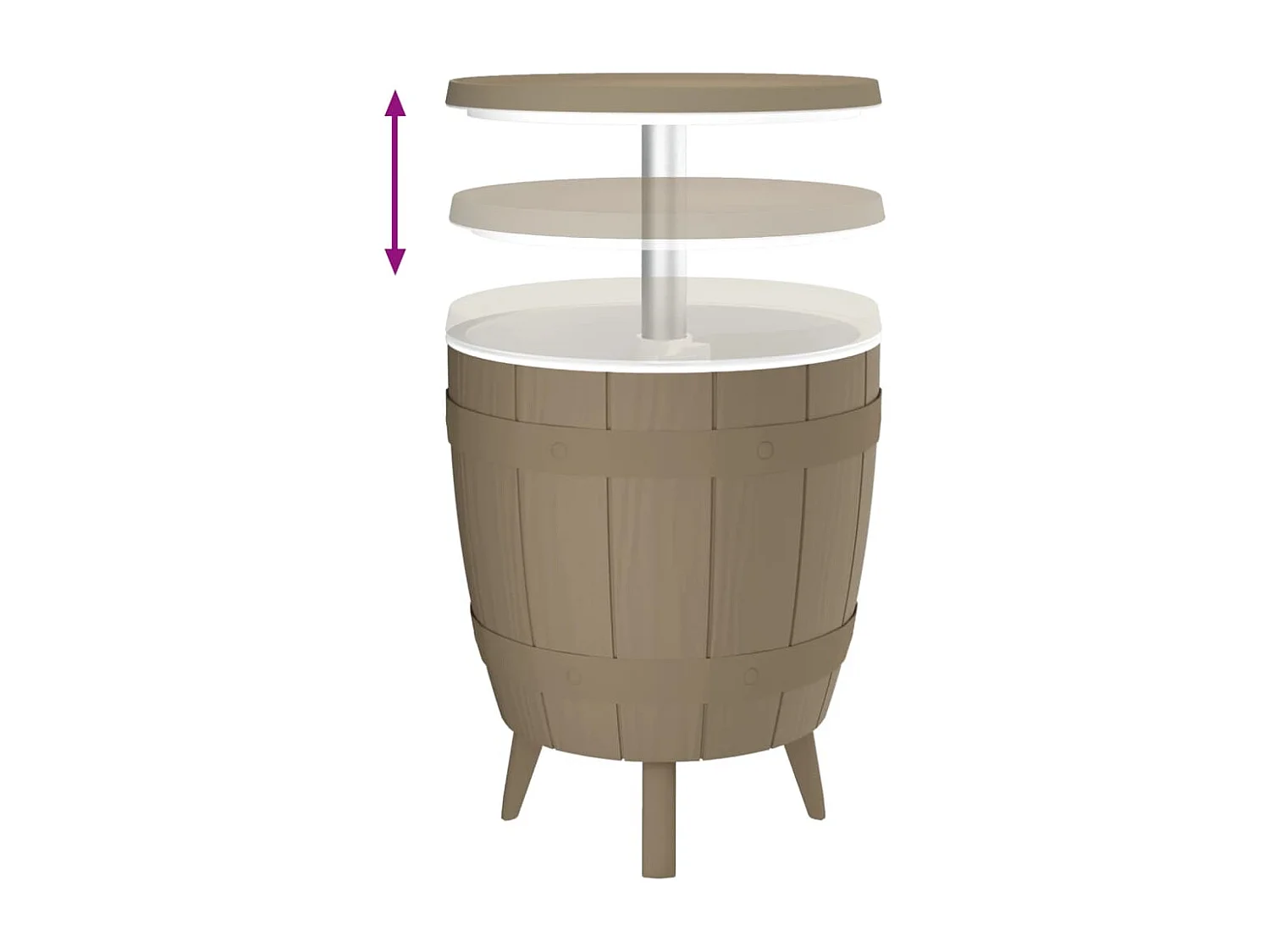 Table à glacière 3 en 1 marron clair polypropylène