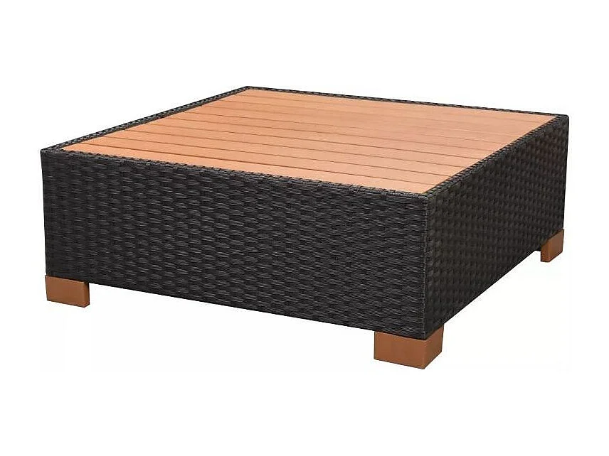 Salon de jardin 8 pièce résine tressée noir et coussin blanc Kimberly 2