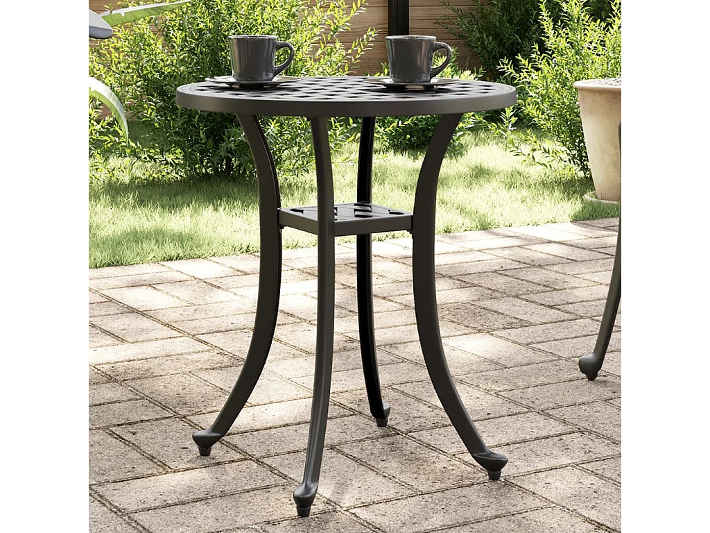 Table de jardin noir Ø48x53 aluminium coulé