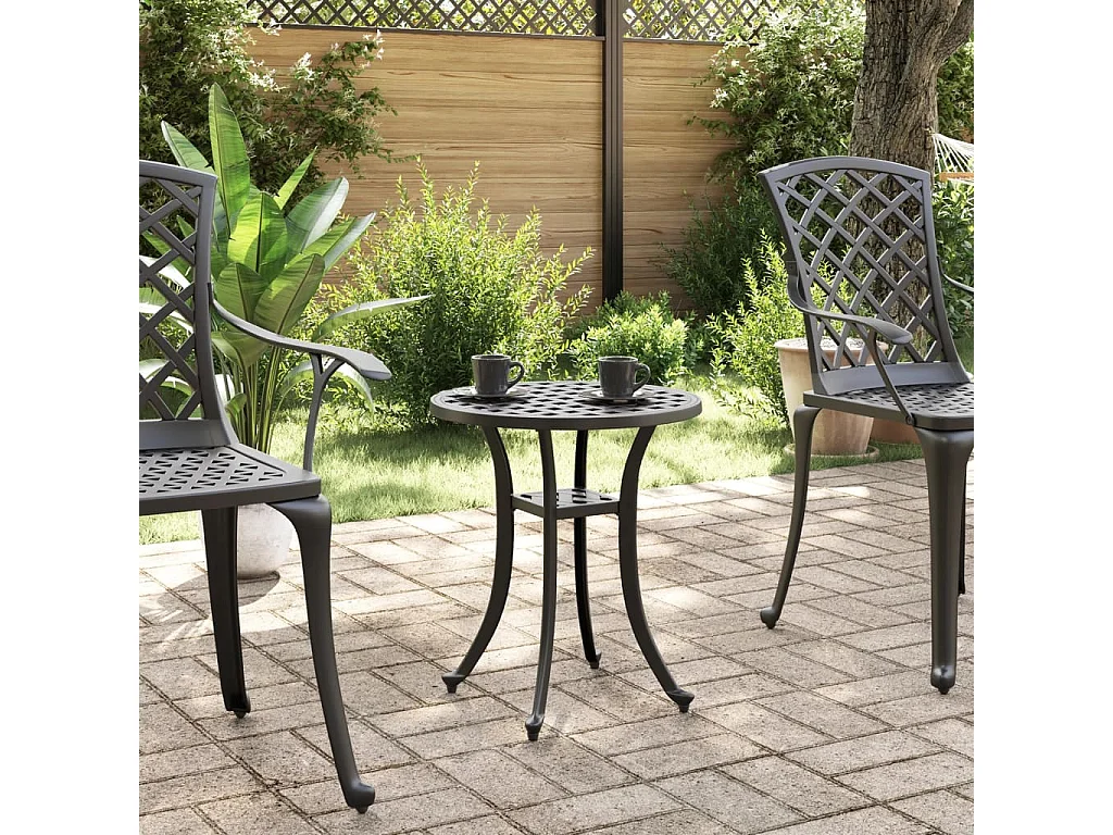 Table de jardin noir Ø48x53 aluminium coulé