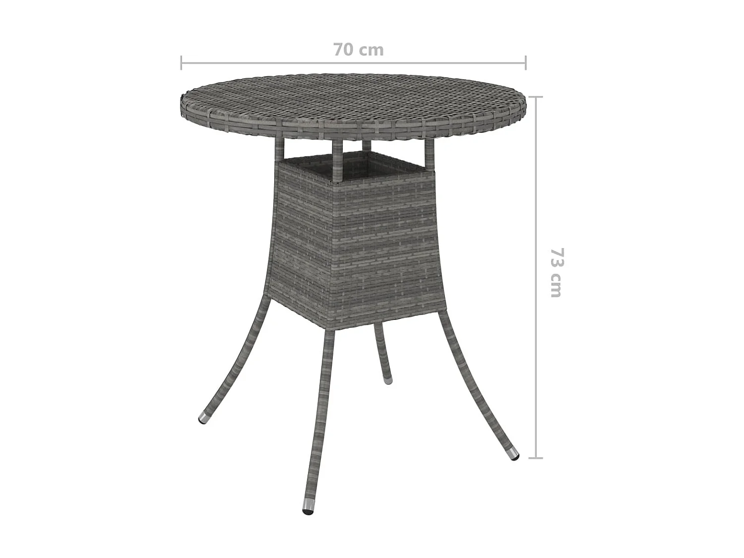Table de jardin Gris 70x70x73 Résine tressée