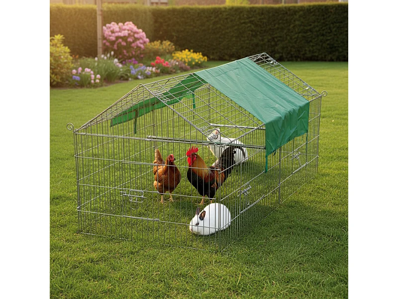 Parc Enclo lapin Extérieur grillage en métal pour lapin 2,20 x 1,02 x 0,85 m « 457 L Maison été»