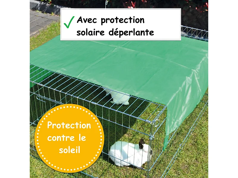 Parc Enclo Extérieur grillage en métal pour lapin, poule,cochon d'inde Taille S Carré été 2529