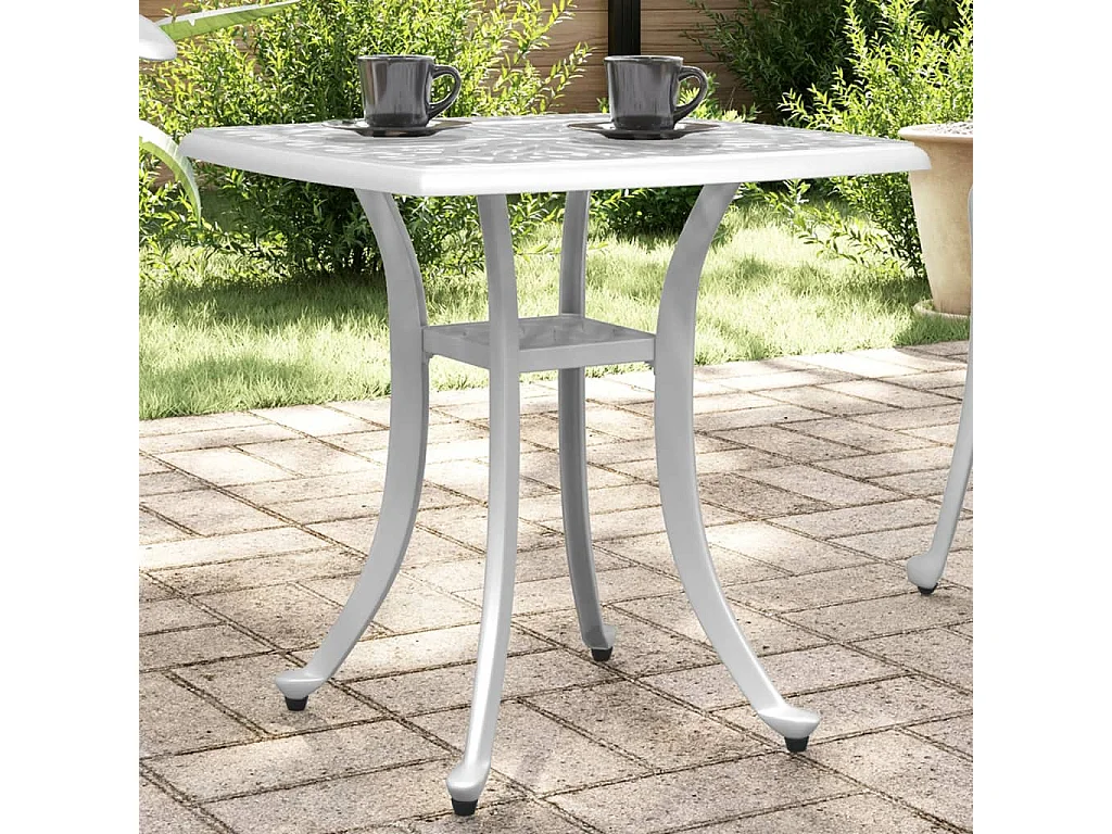 Table de jardin blanc 53x53x53 aluminium coulé