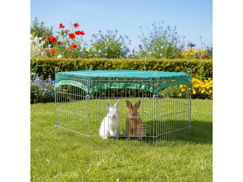 Parc Enclo Extérieur grillage en métal pour lapin, poule,cochon d'inde Taille S Maison été 2528
