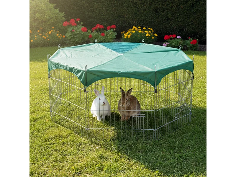 Parc Enclo Extérieur grillage en métal pour lapin, poule,cochon d'inde Taille M Maison été 2554